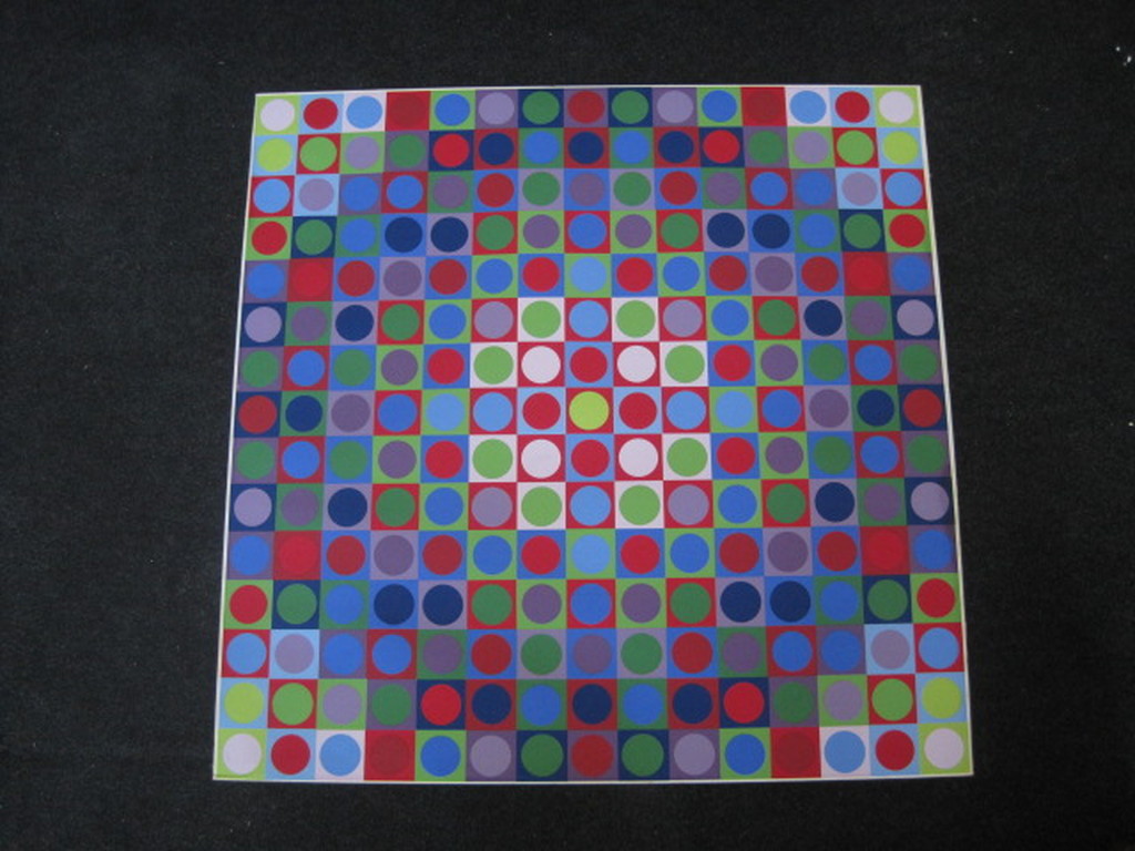 GROTE Victor Vasarely OpticalArt Zeefdruk 1979 verkocht voor € 55!