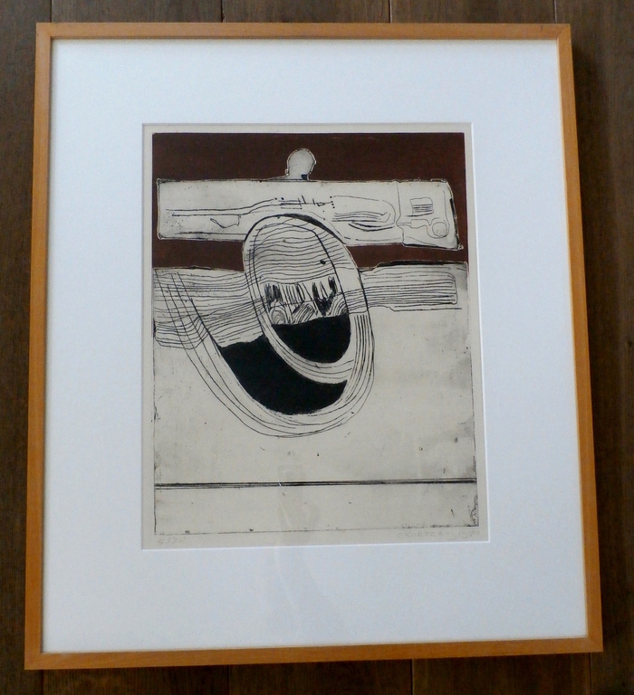 Cees Kortlang - mooi ingelijste ets: Regen über der Bahn - 1980 kopen? Bied vanaf 59!