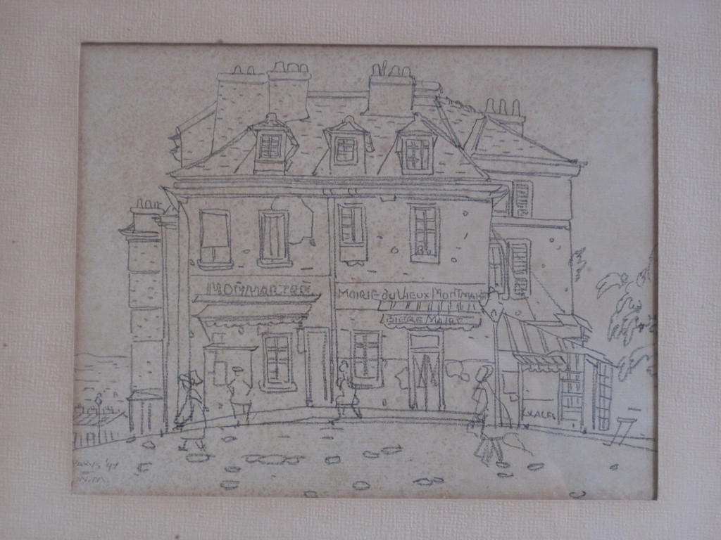 Willem Minderman 1910-1985 tekening Parijs Montmartre 1947  verkocht voor € 55!