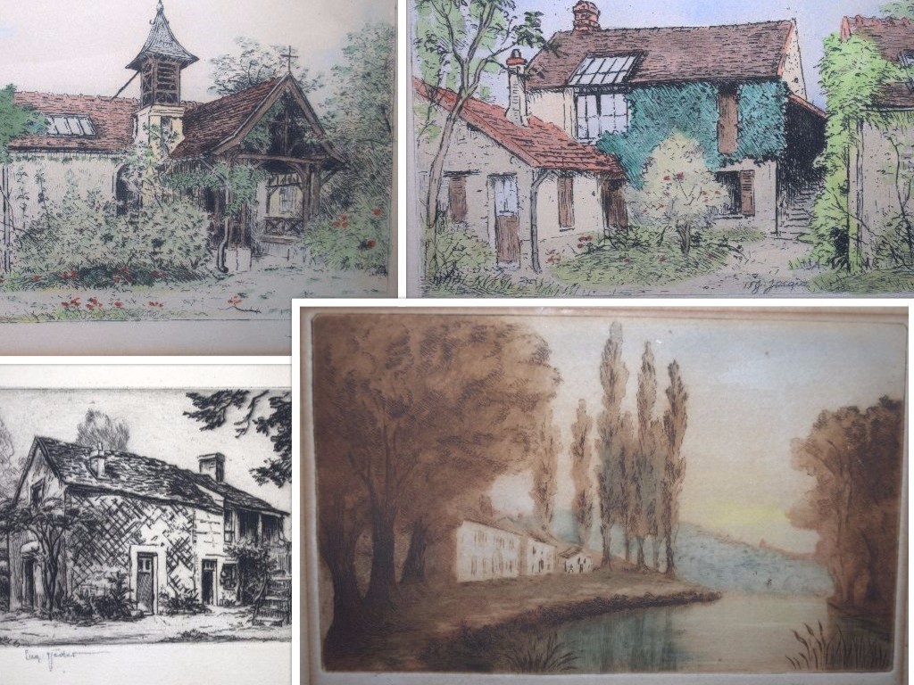 Eugene Véder en Marcel Jacque: 4 losse etsen BARBIZON ateliers Millet&Rousseau kopen? Bied vanaf 40!