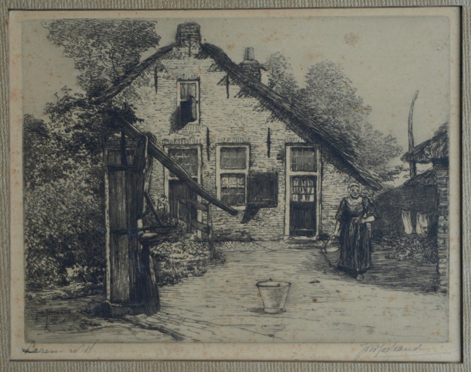 Johannes Josseaud : Ets , Laren NH – gesigneerd – 1916 kopen? Bied vanaf 1!