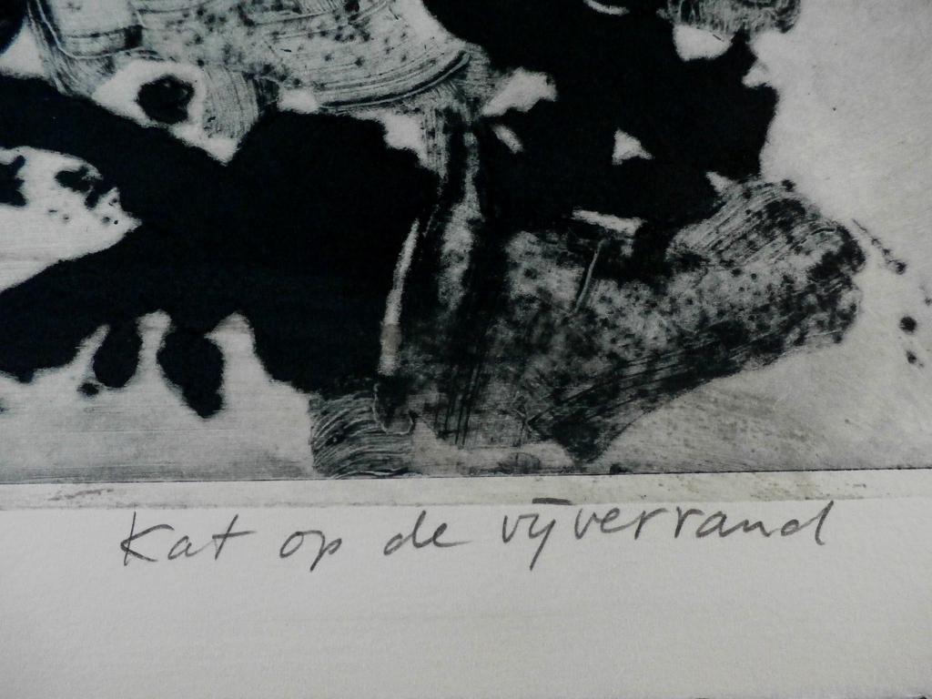 Wim Zurne - ets: kat op de vijverrand - 1996 kopen? Bied vanaf 60!