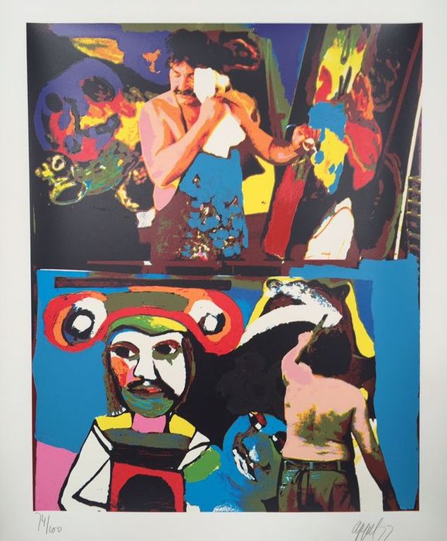 Karel Appel , gesigneerde grote zeefdruk - oplage 100 ex. - 1977 verkocht voor € 350!