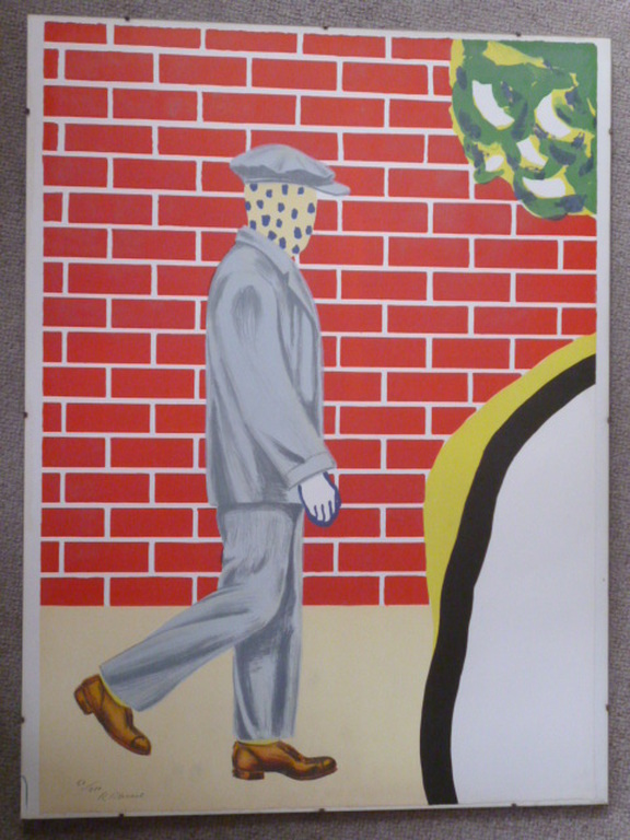 Roger Raveel - kleurenlitho - Man bij muur naar rechts lopend kopen? Bied vanaf 575!