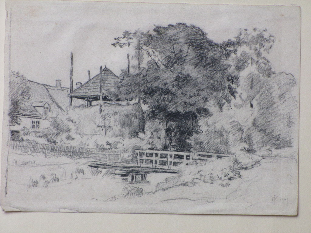 Monogram J.W., Boerderij aan Leyweg Loosduinen, Tekening kopen? Bied vanaf 1!