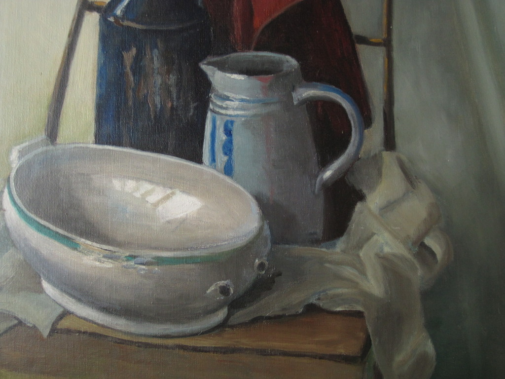 origineel Magisch Realistisch stilleven olieverf omstreeks 1920 monogram DK  kopen? Bied vanaf 1!