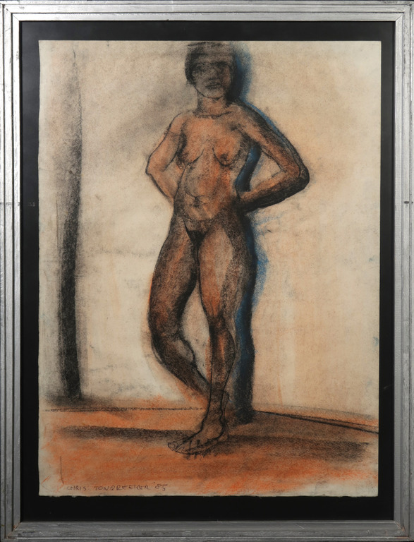 Chris Tonbreeker: Krijttekening, Zonder titel - Ingelijst  kopen? Bied vanaf 35!