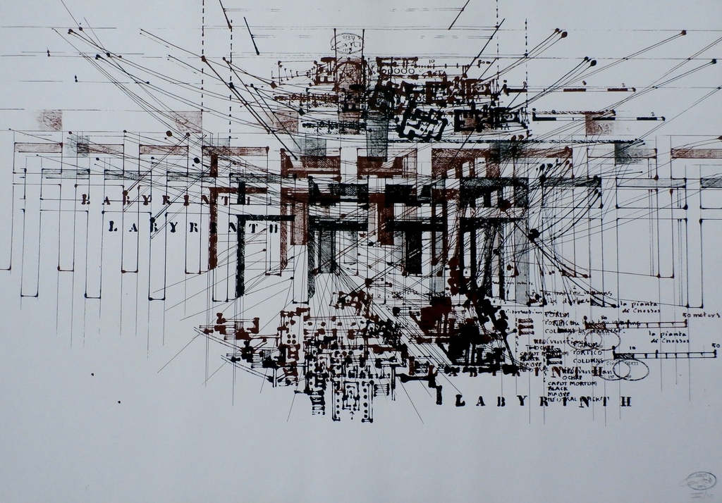 Gerti Bierenbroodspot - litho: Labyrinth- 1975 verkocht voor € 100!