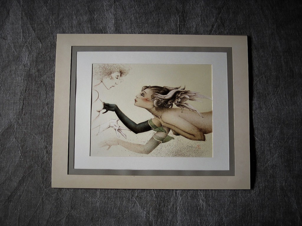 Magnifieke erotische gesigneerde  Michael Parkes (1944-) steendruk nr 85 van 200 kopen? Bied vanaf 1!