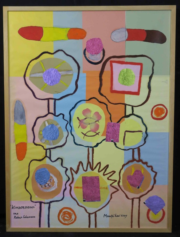 Meertje Kaal: Acryl en Collage, Kinderszenen van Robert Schumann - Ingelijst kopen? Bied vanaf 1!