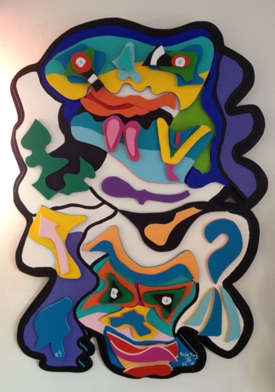 Roja Ting, 3 D sculptuur in hout, Unica, muursculptuur titel: Snackle. kopen? Bied vanaf 950!