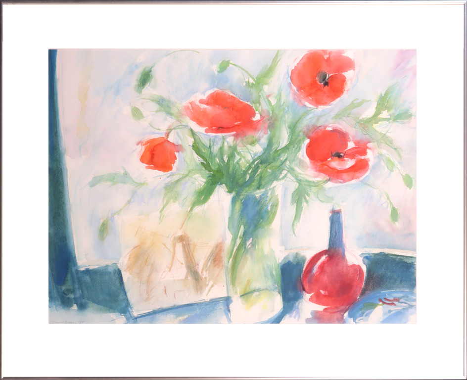 Arno van Iperen: Aquarel en krijt, Veldbloemen - Ingelijst kopen? Bied vanaf 1!