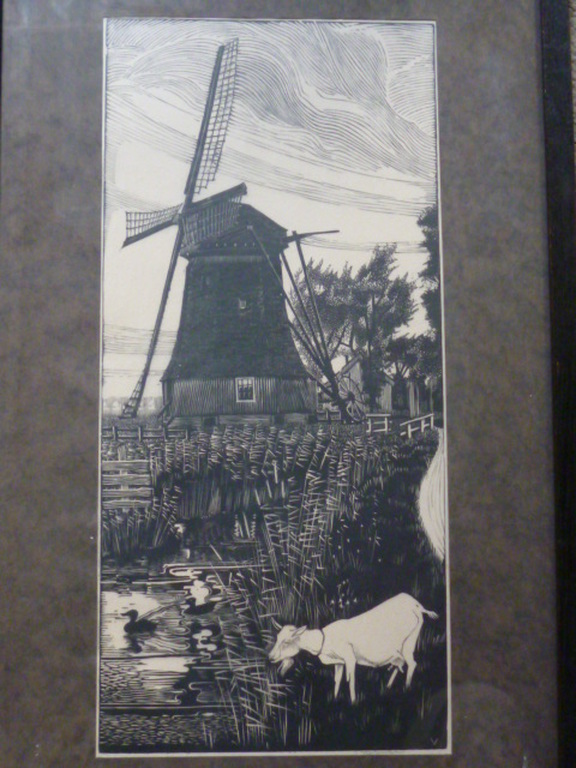 Jan Veringa - houtsnede - Molen De Slokop bij Haarlem kopen? Bied vanaf 60!