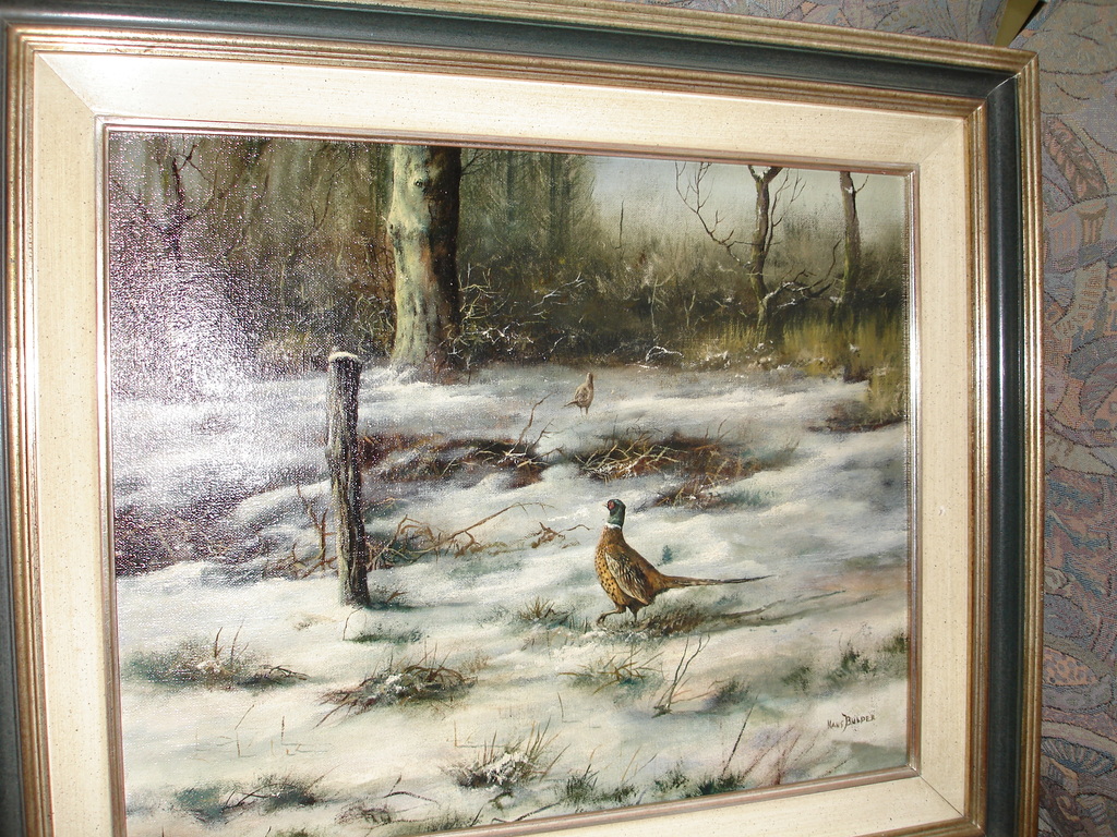 Hans Bulder  Olieverf op doek gesigneerd fazanten in winterlandschap kopen? Bied vanaf 1225!
