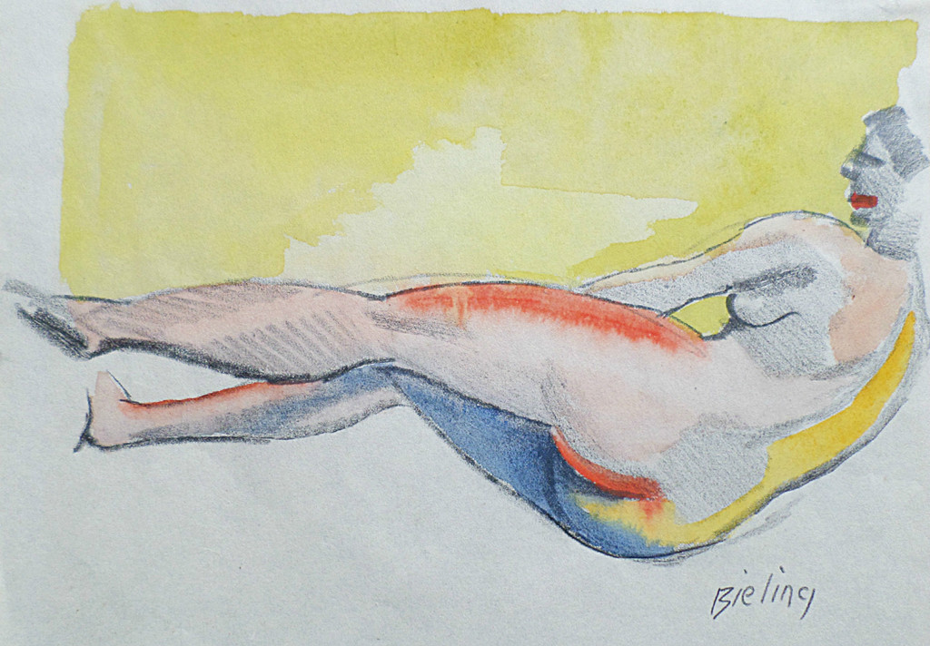 Laatste keer: Herman Bieling - Liggend naakt, gemengde techniek op papier kopen? Bied vanaf 25!