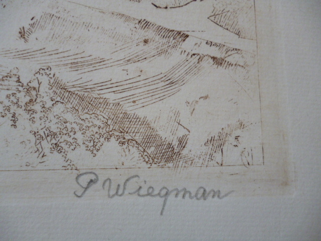 Piet Wiegman - ets - Sint Johannes de Doperkerk in Catrijp (Schoorl) kopen? Bied vanaf 50!