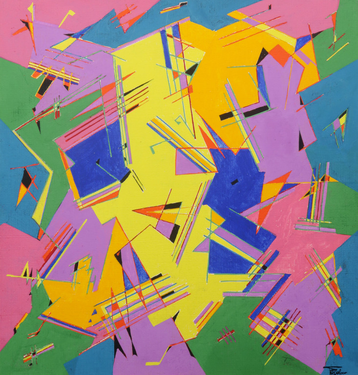 Henri Titselaar: Acryl op board, Muzikale compositie - Ingelijst kopen? Bied vanaf 120!