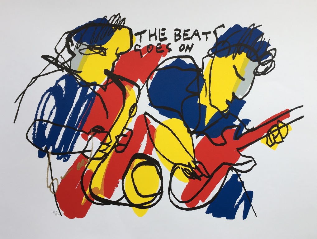Herman Brood - Originele Kleurenzeefdruk: The Beat goes on 2 verkocht voor € 135!