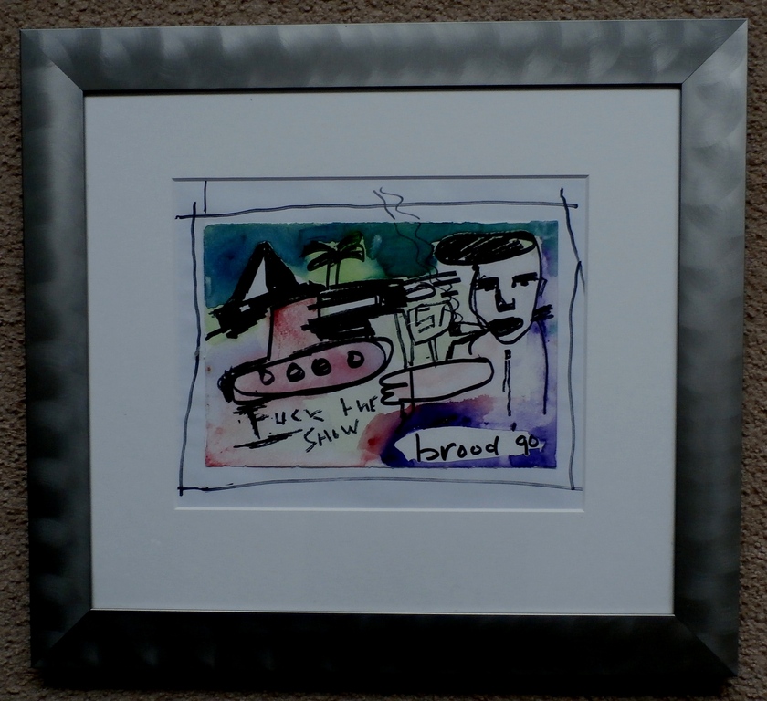 Herman Brood, ingelijste tekening: Fuck the show, handgesigneerd, 1990 kopen? Bied vanaf 375!