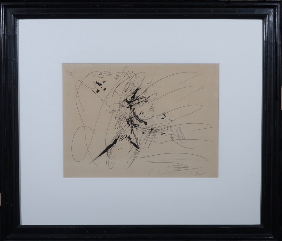 Ger Lataster: Inkttekening, Z.T. - Ingelijst verkocht voor € 315!