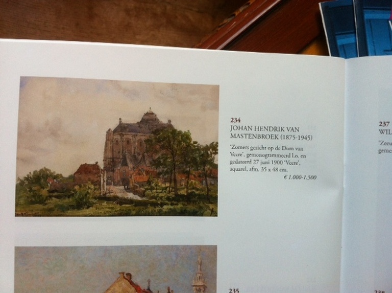 Johan Hendrik van Mastenbroek (1875-1945): Aquarel, Zomers gezicht op Veere kopen? Bied vanaf 375!