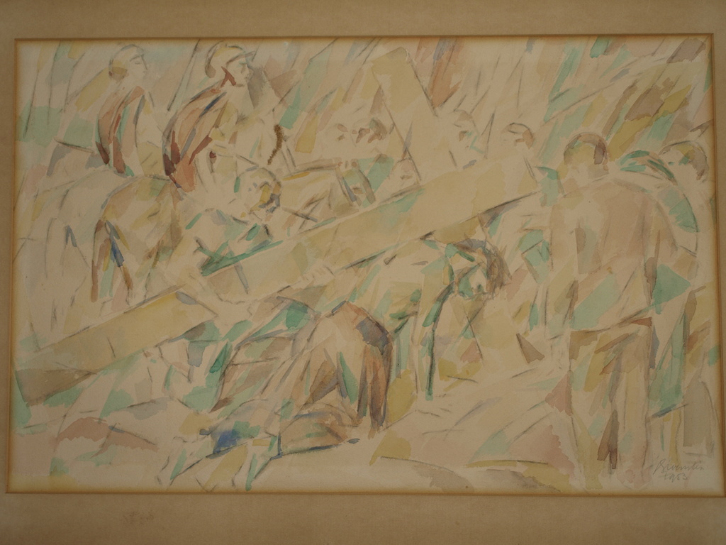 Religieuze kunst - Aquarel – Kruisgang Jezus  – Gesigneerd – 1953 kopen? Bied vanaf 50!