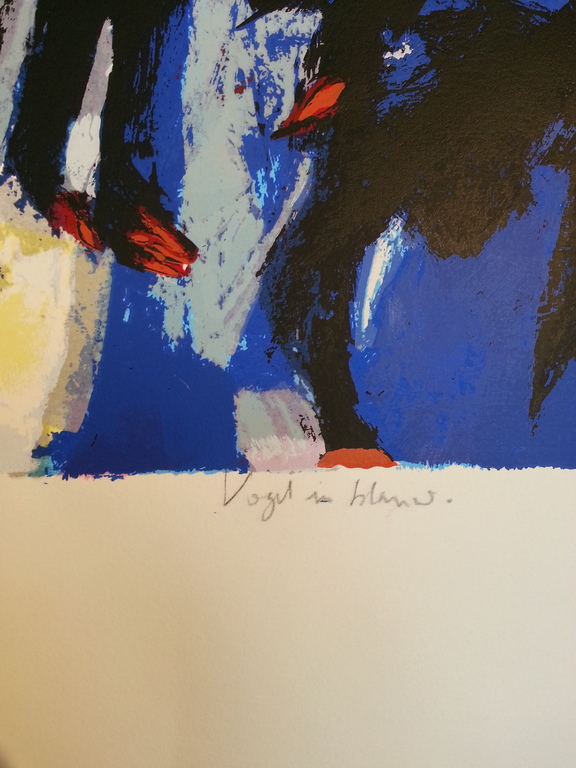 Charlotte Molenkamp, zeefdruk , titel " Vogel in blauw " kopen? Bied vanaf 50!
