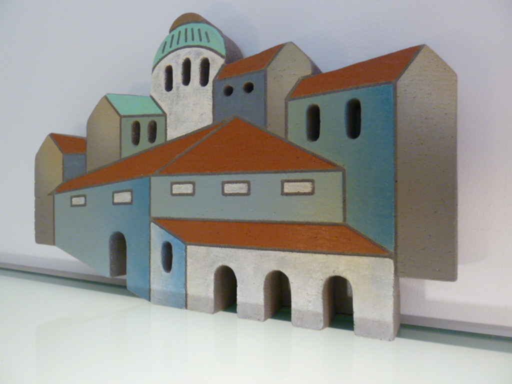 Stenen relief (wand/staand) - “Mediterraans dorpsgezicht” kopen? Bied vanaf 50!