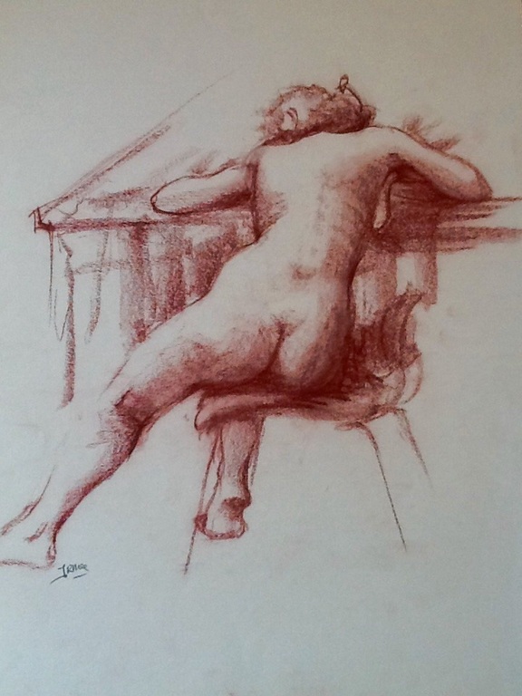 Irma van de Zande, krijttekening,naakt kopen? Bied vanaf 1!