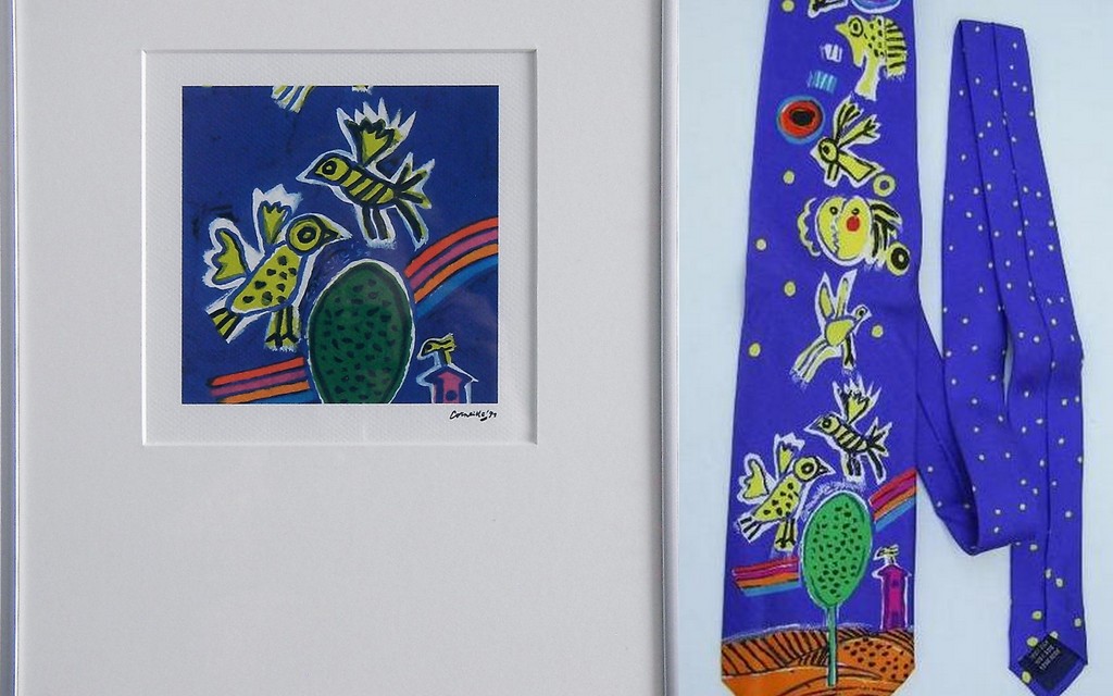 Corneille, 2 items: the Tie, zijden stropdas en litho verkocht voor € 175!