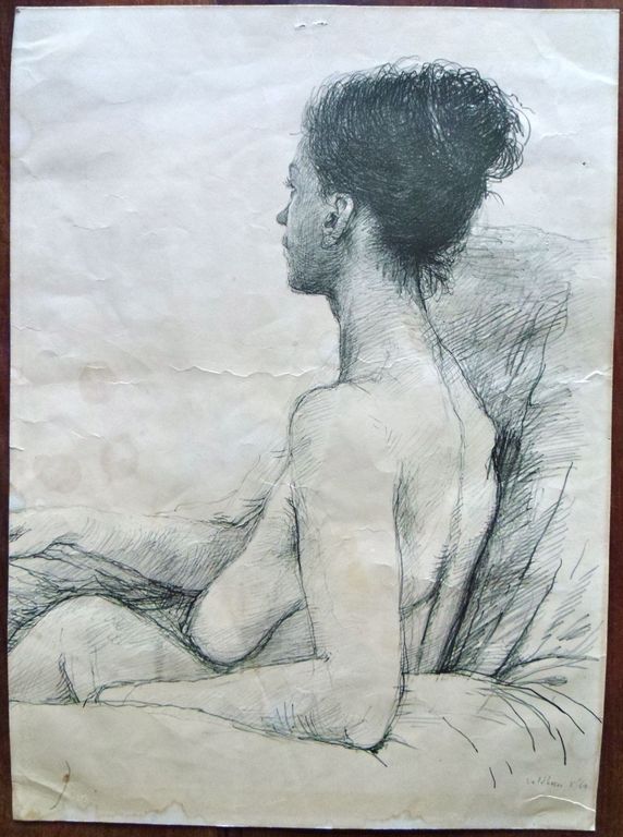 Aat Veldhoen, grafisch, blote dame kopen? Bied vanaf 40!