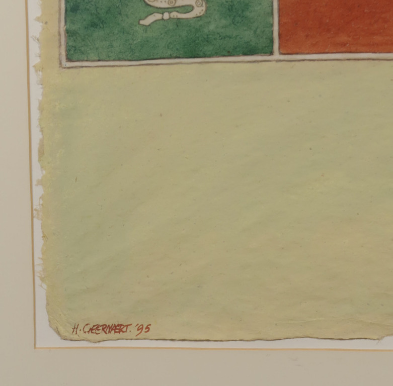 Hans Geernaert: Aquarel op geschept papier, Witte aarde - Ingelijst kopen? Bied vanaf 1!