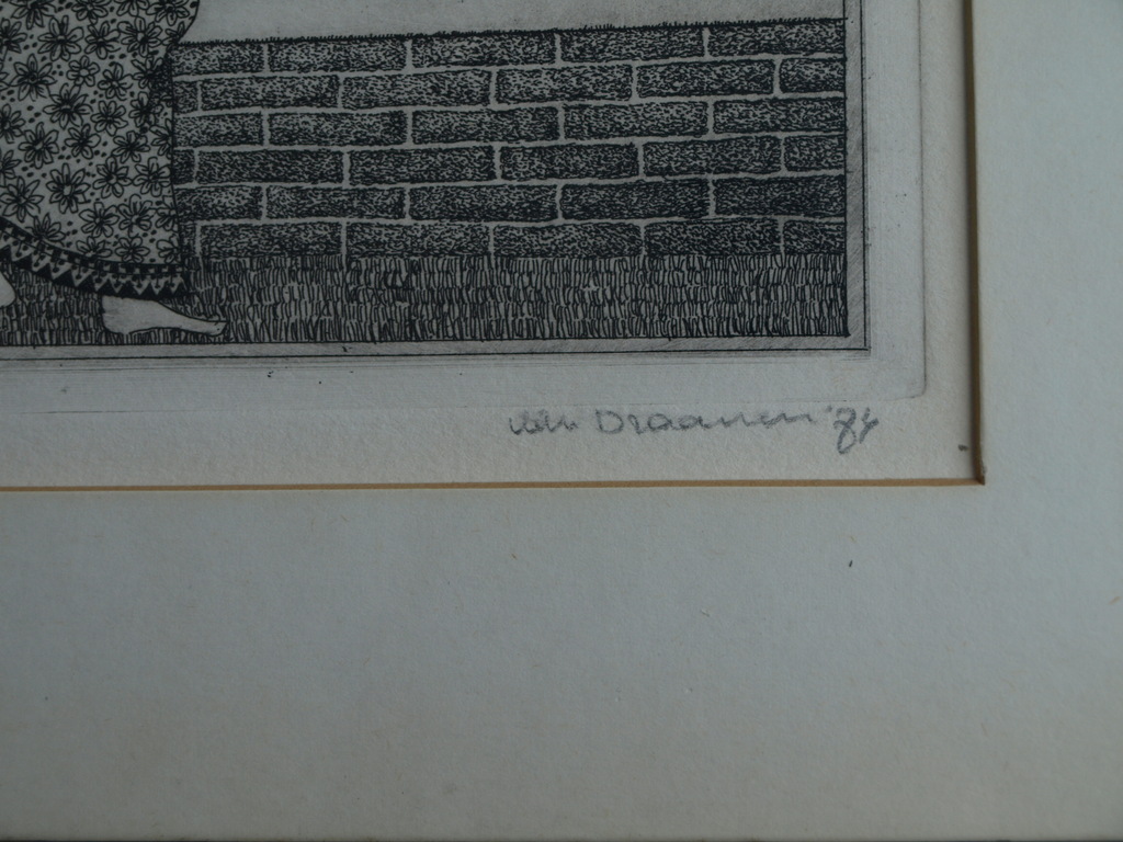 Hans van Draanen: Ets , Liefde - gesigneerd & ingelijst – 1974 – eigen druk kopen? Bied vanaf 1!