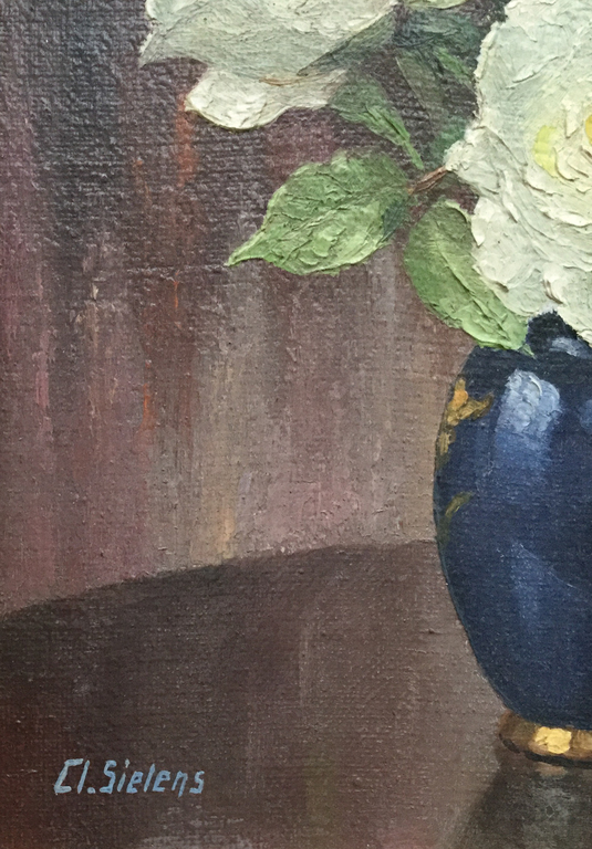Clement Sielens - Olie op paneel - Bloemstilleven kopen? Bied vanaf 1!