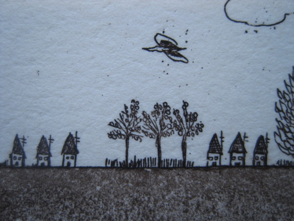 gesigneerde vroege (1973) 1973minimalistische ets van Thea van den Bergh (1939)  kopen? Bied vanaf 1!