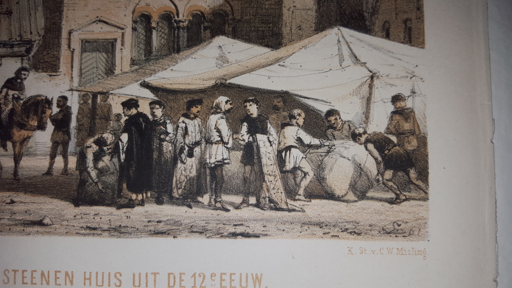C. Springer (1817-1891) - litho, Steenen huis uit de 12e eeuw  kopen? Bied vanaf 29!