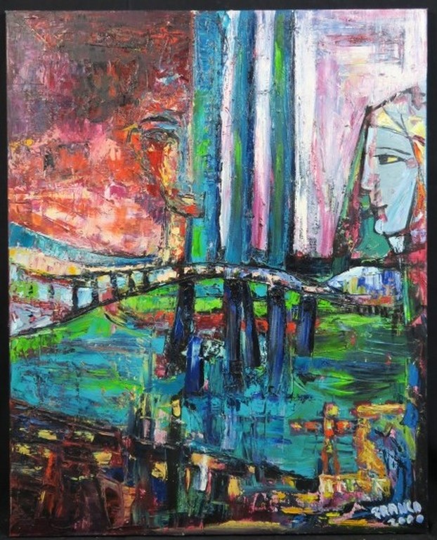 Franca Muller Jabusch: Olieverf op doek, De Brug (groot) verkocht voor € 130!