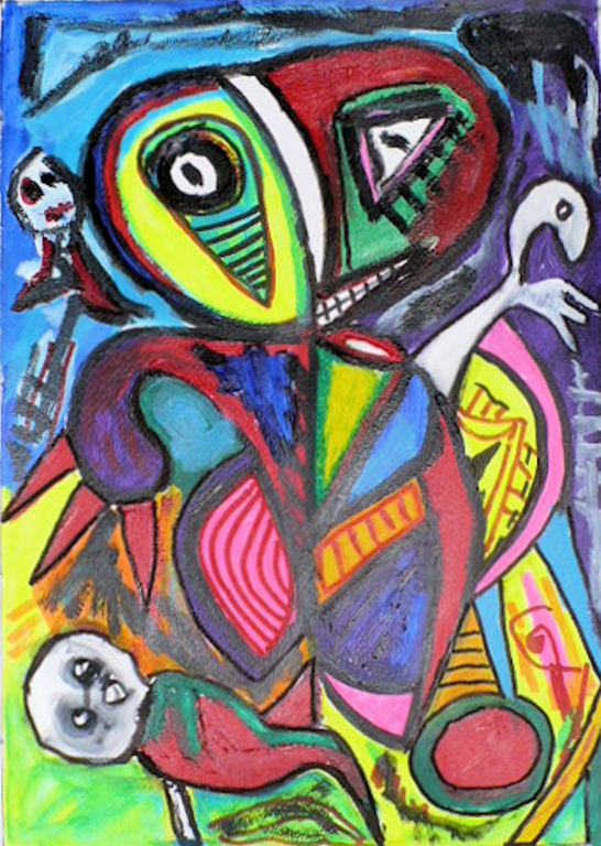 onrust-gemengde techniek op papier-gesigneerd verkocht voor € 80!