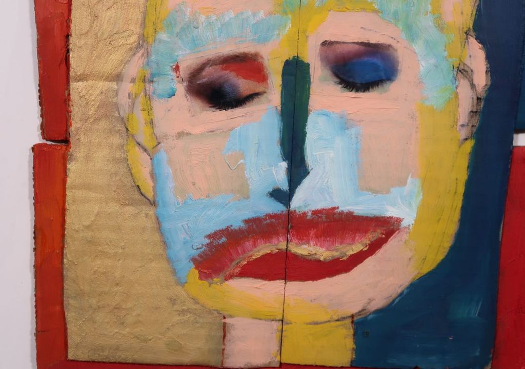 Meertje Kaal: Olieverf en collage op karton, Hugo Pos - Ingelijst kopen? Bied vanaf 1!