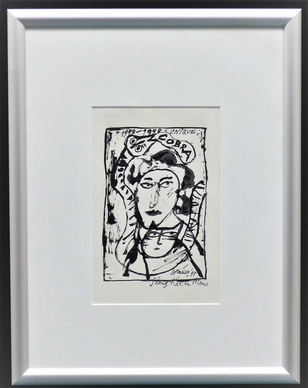 Corneille,Cobra groep,Slang Kat en Mens,Zeefdruk, Drukgesigneerd  zeefdruk, verkocht voor € 100!