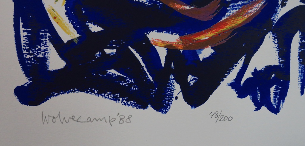 Theo Wolvecamp: Zeefdruk, Blauw figuur kopen? Bied vanaf 120!