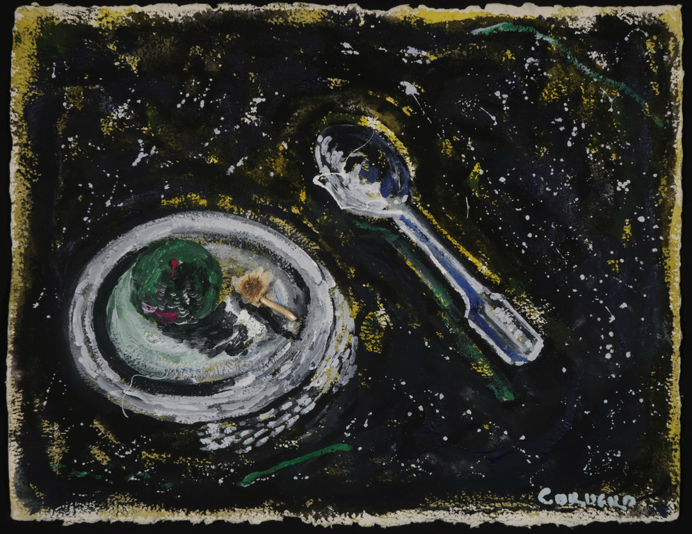 Horacio Cordero: Gouache en Assemblage op geschept papier, Stilleven kopen? Bied vanaf 80!