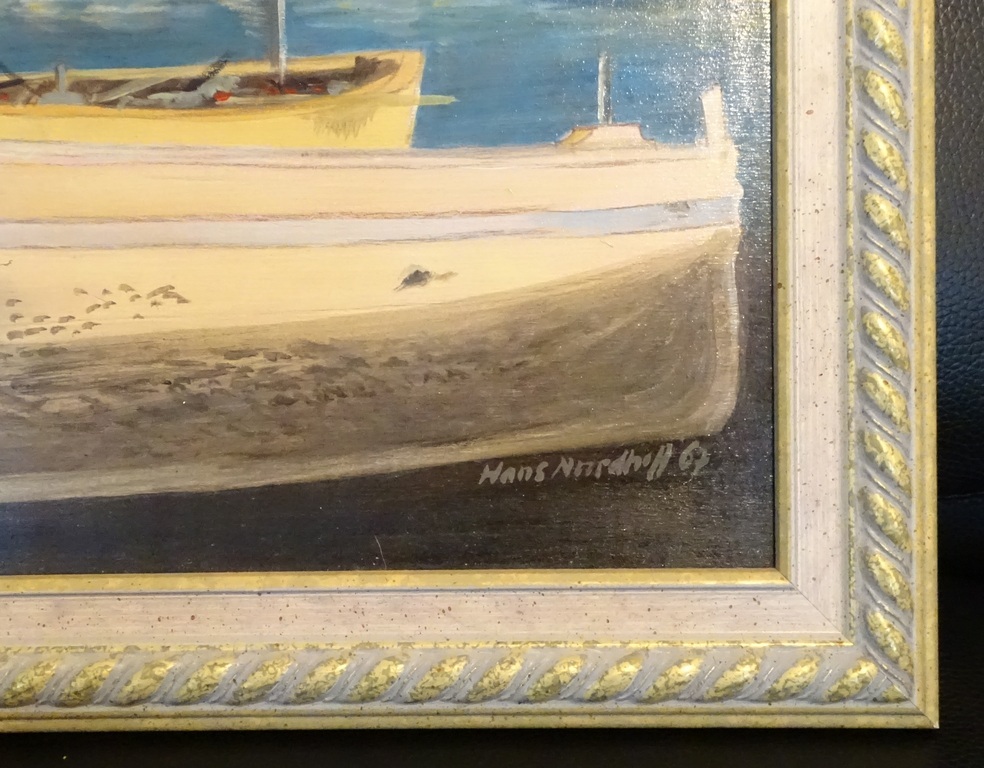 Hans Noordhoff (1943)  --  Olieverf op paneel  --  St Tropez 1967 kopen? Bied vanaf 45!