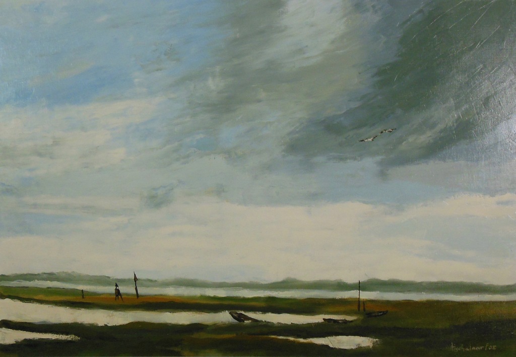 Andre Tigchelaar: Olieverf op doek, Schiermonnikoog - Ingelijst kopen? Bied vanaf 100!