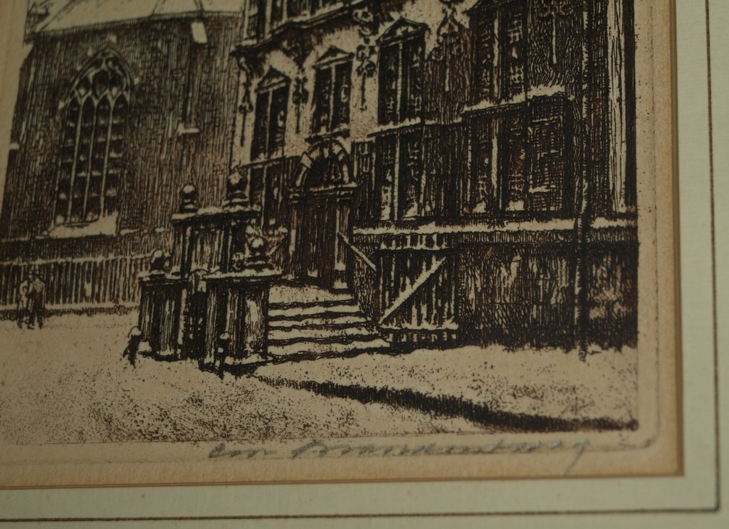 Cornelis Brandenburg: Ets, Stadsgezicht in de winter – Gesigneerd en ingelijst  kopen? Bied vanaf 1!