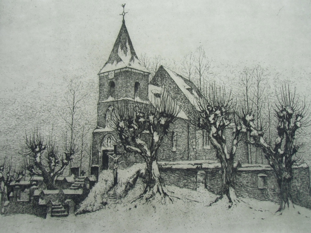 KERKJE VAN ASSELT  ///   ETS MET AQUATINT VAN EUGENE LÚCKER verkocht voor € 70!