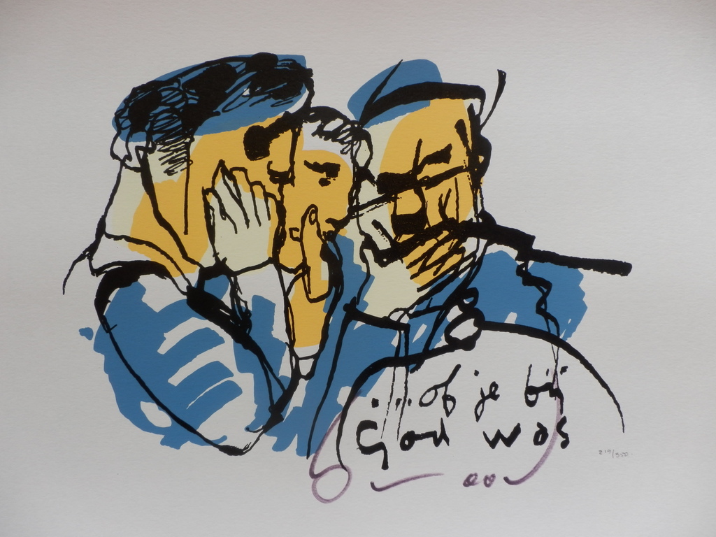 HERMAN BROOD  HANDGESIGNEERDE En Gelimiteerde ZEEFDRUK  OF JE BIJ GOD WAS verkocht voor € 125!