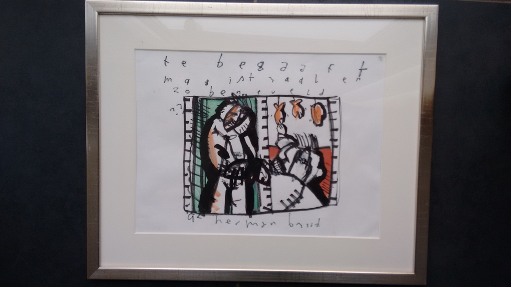 Herman Brood tekening uit 1992, handgesigneerd, groot formaat, TOPWERK kopen? Bied vanaf 430!