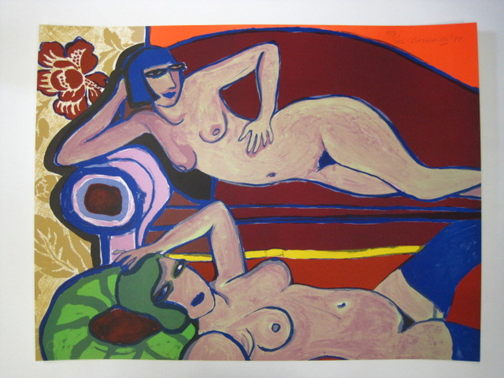 Corneille (1922-2010) origin COBRA 1979 Litho (159/250) "Les deux Amies" gesigd verkocht voor € 200!