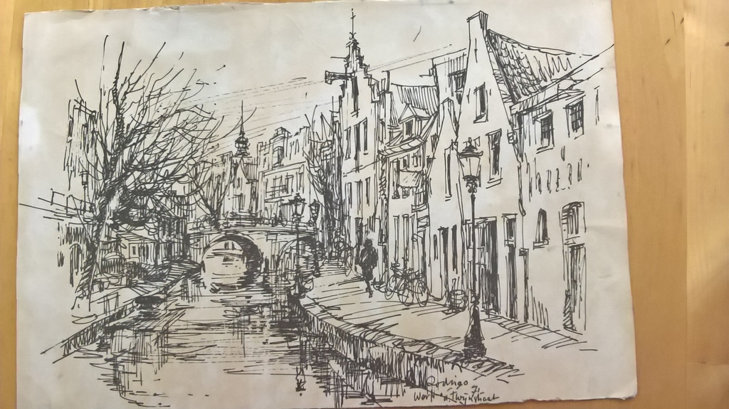 J Rodrigo, tekening, Twijnstraat ad werf Utrecht kopen? Bied vanaf 5!